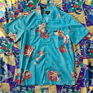 Billabong x Wrangler Men's Floral Blue Shirt